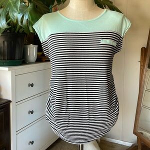 Belly by Design color blocked striped maternity tee, Large